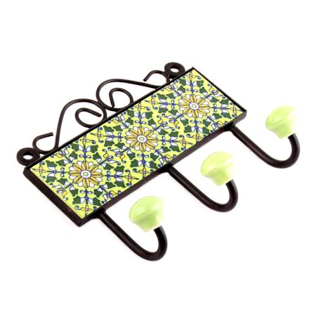  Pea Green Yellow Sunflower Tiles Hooks